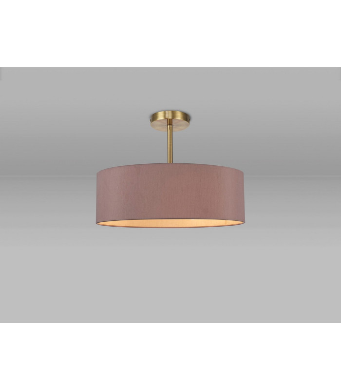 Baymont Antique Brass 5 Light E27 Semi Flush Fixture With 45cm x 15cm Dual Faux Silk Shade Taupe/Halo Gold-2