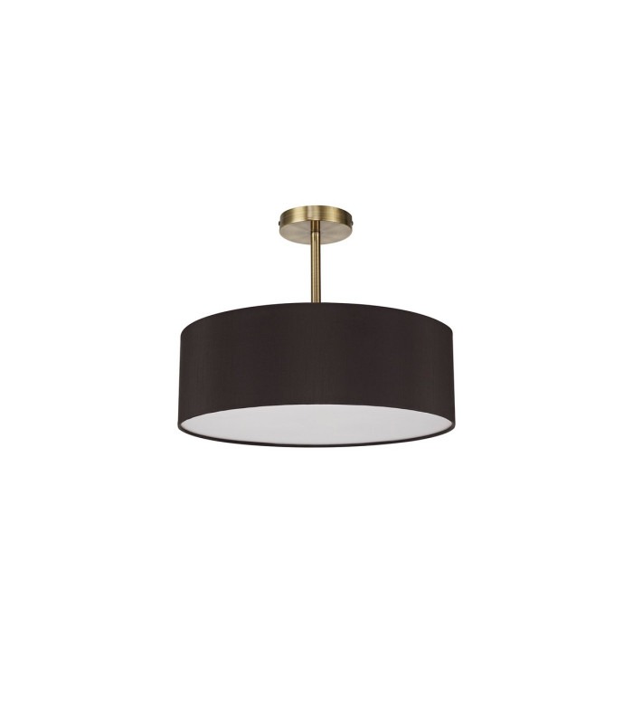 Baymont Antique Brass 5 Light E27 Semi Flush Fixture With 45cm x 15cm Faux Silk Shade Black-4