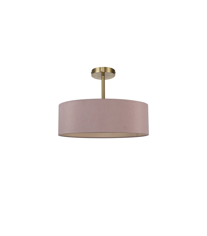 Baymont Antique Brass 5 Light E27 Semi Flush Fixture With 45cm x 15cm Dual Faux Silk Shade Taupe/Halo Gold-4