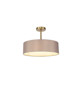 Baymont Antique Brass 5 Light E27 Semi Flush Fixture With 45cm x 15cm Faux Silk Shade Grey-1
