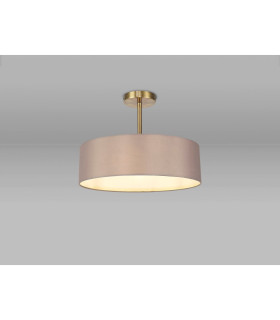 Baymont Antique Brass 5 Light E27 Semi Flush Fixture With 45cm x 15cm Faux Silk Shade Grey-2