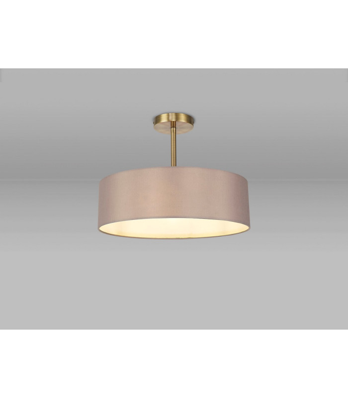Baymont Antique Brass 5 Light E27 Semi Flush Fixture With 45cm x 15cm Faux Silk Shade Grey-2