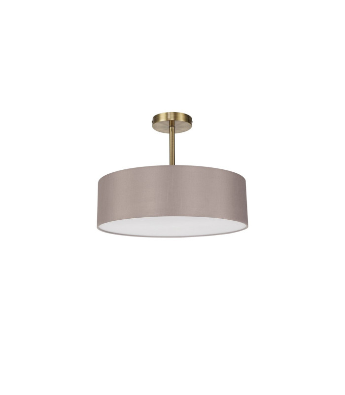Baymont Antique Brass 5 Light E27 Semi Flush Fixture With 45cm x 15cm Faux Silk Shade Grey-4