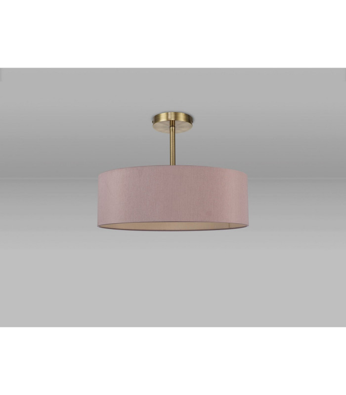 Baymont Antique Brass 5 Light E27 Semi Flush Fixture With 45cm x 15cm Dual Faux Silk Shade Taupe/Halo Gold-11