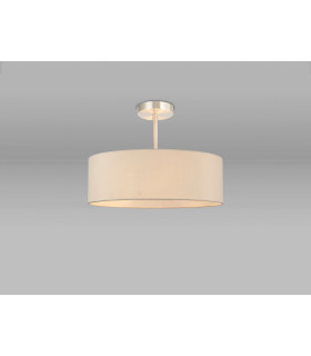Baymont Satin Nickel 5 Light E27 Semi Flush Fixture With 45cm x 15cm Faux Silk Shade Ivory Pearl/White Laminate-2