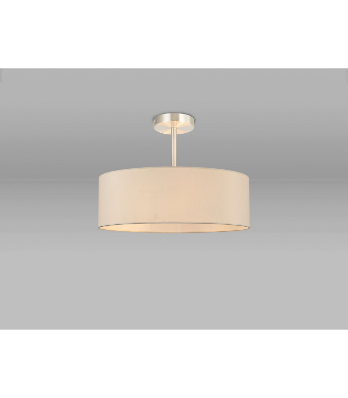 Baymont Satin Nickel 5 Light E27 Semi Flush Fixture With 45cm x 15cm Faux Silk Shade Ivory Pearl/White Laminate-2