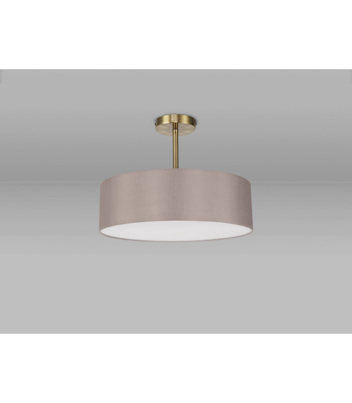 Baymont Antique Brass 5 Light E27 Semi Flush Fixture With 45cm x 15cm Faux Silk Shade Grey-11