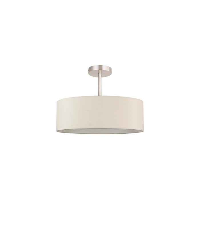 Baymont Satin Nickel 5 Light E27 Semi Flush Fixture With 45cm x 15cm Faux Silk Shade Ivory Pearl/White Laminate-4