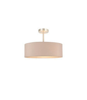Baymont Satin Nickel 5 Light E27 Semi Flush Fixture With 45cm x 15cm Dual Faux Silk Shade Nude Beige/Moonlight-1