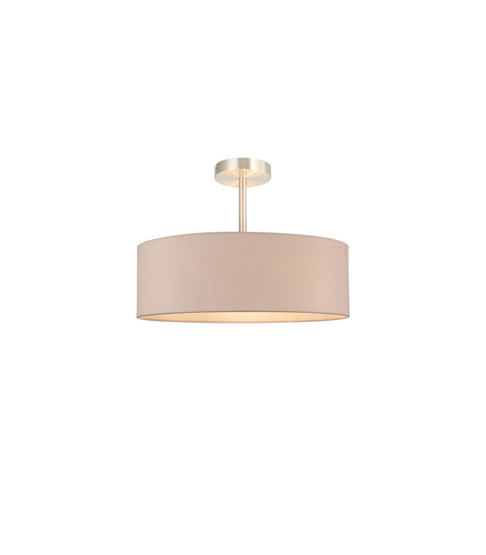 Baymont Satin Nickel 5 Light E27 Semi Flush Fixture With 45cm x 15cm Dual Faux Silk Shade Nude Beige/Moonlight-1