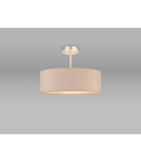 Baymont Satin Nickel 5 Light E27 Semi Flush Fixture With 45cm x 15cm Dual Faux Silk Shade Nude Beige/Moonlight-2