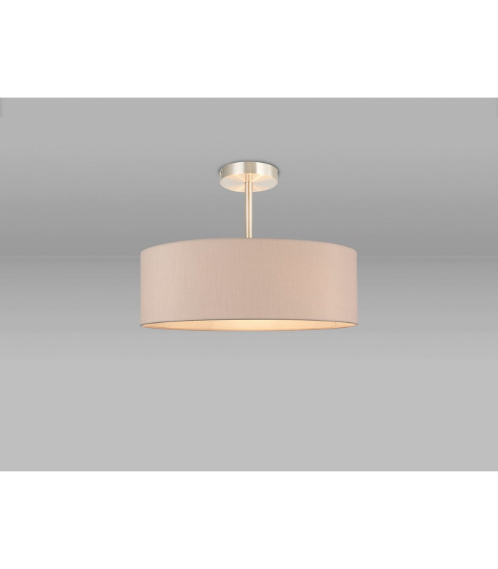 Baymont Satin Nickel 5 Light E27 Semi Flush Fixture With 45cm x 15cm Dual Faux Silk Shade Nude Beige/Moonlight-2