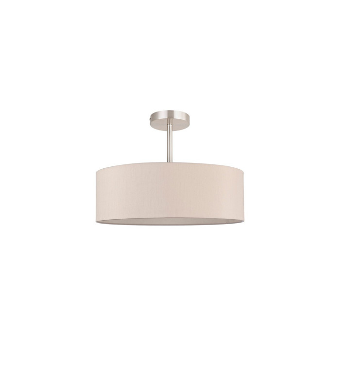 Baymont Satin Nickel 5 Light E27 Semi Flush Fixture With 45cm x 15cm Dual Faux Silk Shade Nude Beige/Moonlight-4