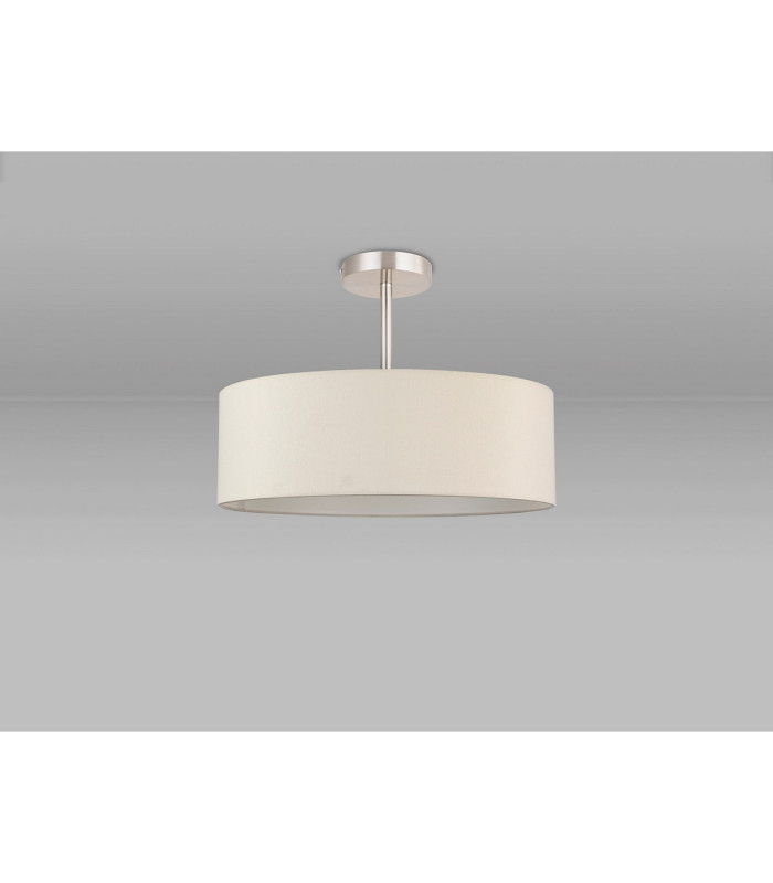 Baymont Satin Nickel 5 Light E27 Semi Flush Fixture With 45cm x 15cm Faux Silk Shade Ivory Pearl/White Laminate-11