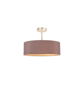 Baymont Satin Nickel 5 Light E27 Semi Flush Fixture With 45cm x 15cm Dual Faux Silk Shade Taupe/Halo Gold-1