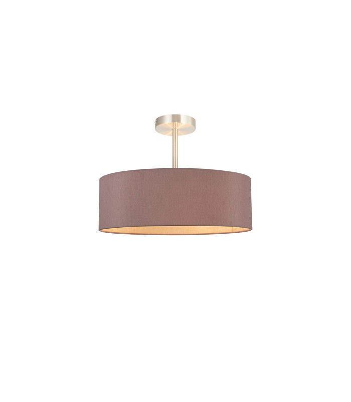Baymont Satin Nickel 5 Light E27 Semi Flush Fixture With 45cm x 15cm Dual Faux Silk Shade Taupe/Halo Gold-1