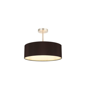 Baymont Satin Nickel 5 Light E27 Semi Flush Fixture With 45cm x 15cm Faux Silk Shade Black-1