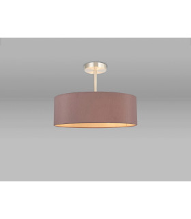 Baymont Satin Nickel 5 Light E27 Semi Flush Fixture With 45cm x 15cm Dual Faux Silk Shade Taupe/Halo Gold-2