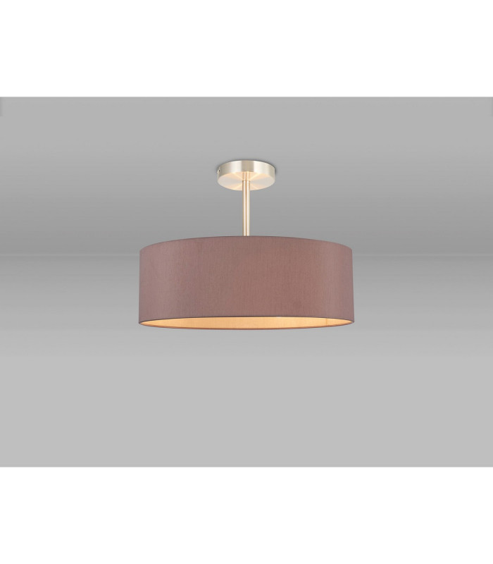 Baymont Satin Nickel 5 Light E27 Semi Flush Fixture With 45cm x 15cm Dual Faux Silk Shade Taupe/Halo Gold-2