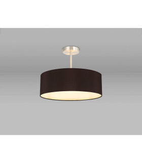 Baymont Satin Nickel 5 Light E27 Semi Flush Fixture With 45cm x 15cm Faux Silk Shade Black-2
