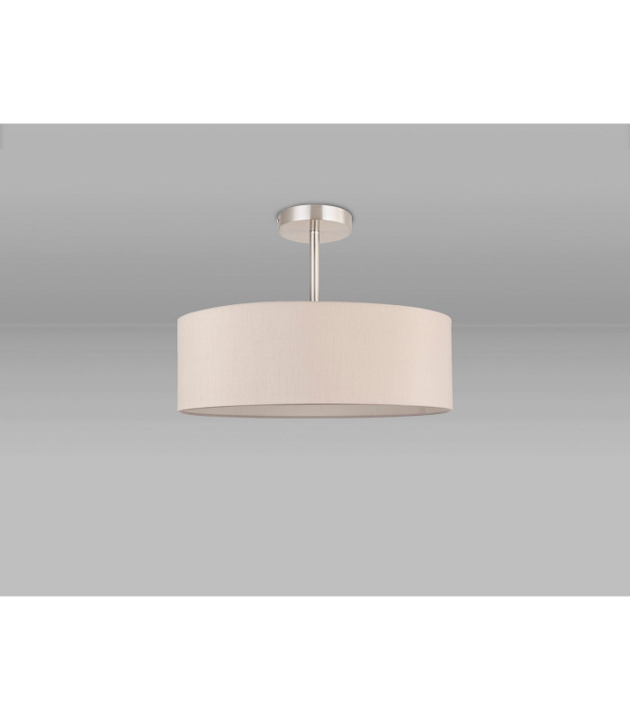 Baymont Satin Nickel 5 Light E27 Semi Flush Fixture With 45cm x 15cm Dual Faux Silk Shade Nude Beige/Moonlight-11