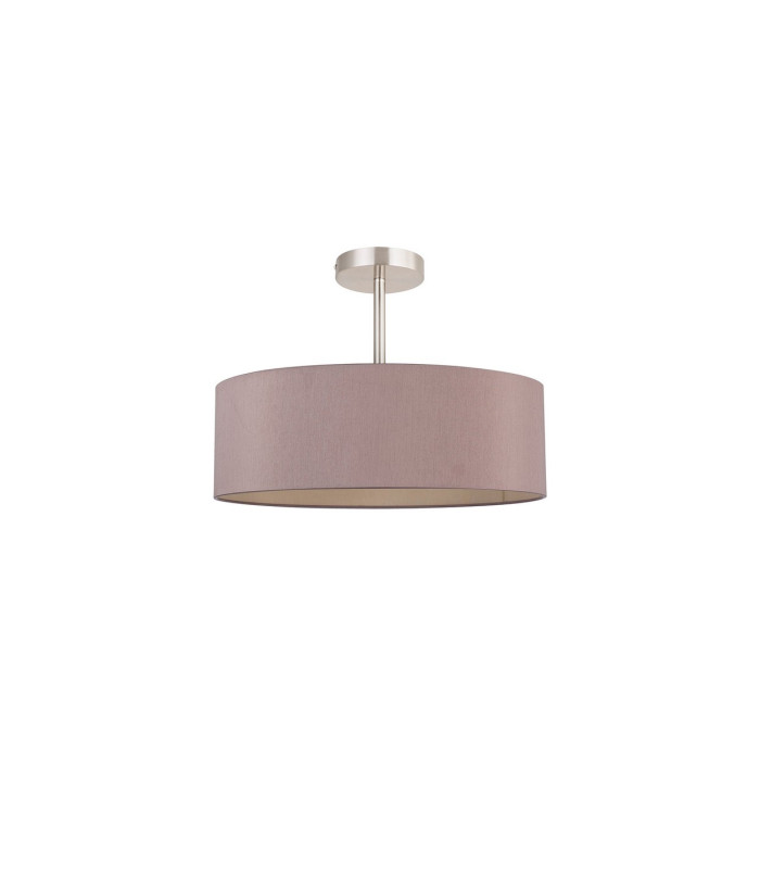 Baymont Satin Nickel 5 Light E27 Semi Flush Fixture With 45cm x 15cm Dual Faux Silk Shade Taupe/Halo Gold-4