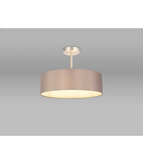 Baymont Satin Nickel 5 Light E27 Semi Flush Fixture With 45cm x 15cm Faux Silk Shade Grey-2