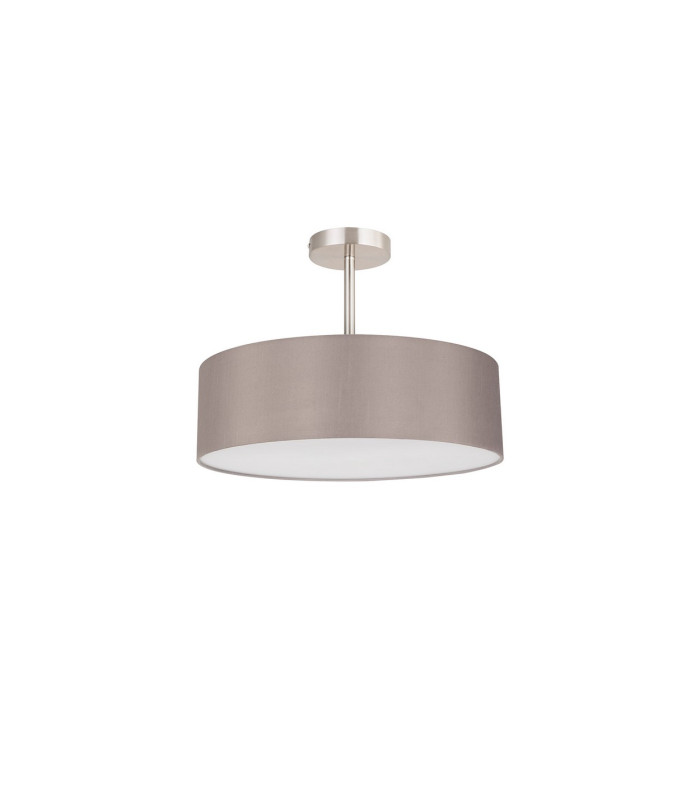 Baymont Satin Nickel 5 Light E27 Semi Flush Fixture With 45cm x 15cm Faux Silk Shade Grey-4
