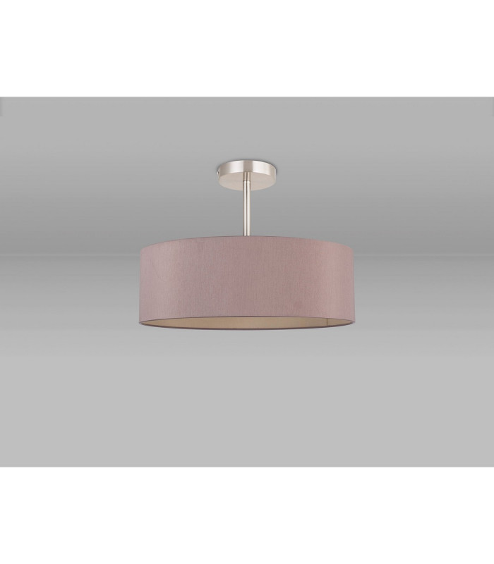 Baymont Satin Nickel 5 Light E27 Semi Flush Fixture With 45cm x 15cm Dual Faux Silk Shade Taupe/Halo Gold-11
