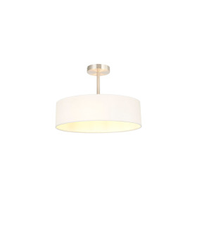 Baymont Satin Nickel 5 Light E27 Semi Flush Fixture With 45cm x 15cm Faux Silk Shade White-1