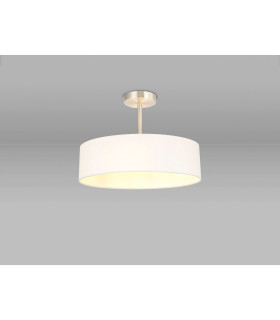Baymont Satin Nickel 5 Light E27 Semi Flush Fixture With 45cm x 15cm Faux Silk Shade White-2