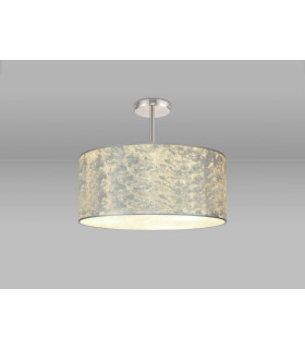 Baymont 40cm Polished Chrome 5 Light E27 Semi Flush Fixture With 50cm x 20cm Silver Leaf Shade-2