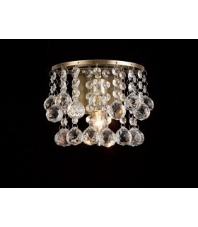 Wall Lamp 1 Light E14 Switched Antique Brass, Sphere Crystal - 2