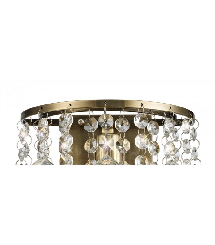 Wall Lamp 1 Light E14 Switched Antique Brass, Sphere Crystal - 4