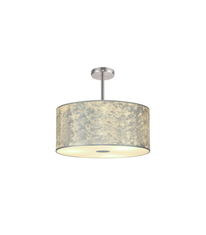 Baymont 40cm Polished Chrome 5 Light E27 Semi Flush Fixture With 50cm x 20cm Silver Leaf Shade-1
