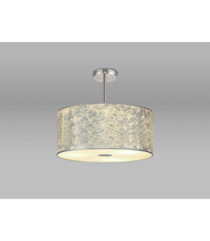 Baymont 40cm Polished Chrome 5 Light E27 Semi Flush Fixture With 50cm x 20cm Silver Leaf Shade-2