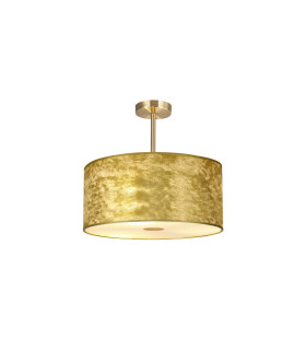Baymont 40cm Antique Brass 5 Light E27 Semi Flush Fixture With 50cm x 20cm Gold Leaf Shade-1
