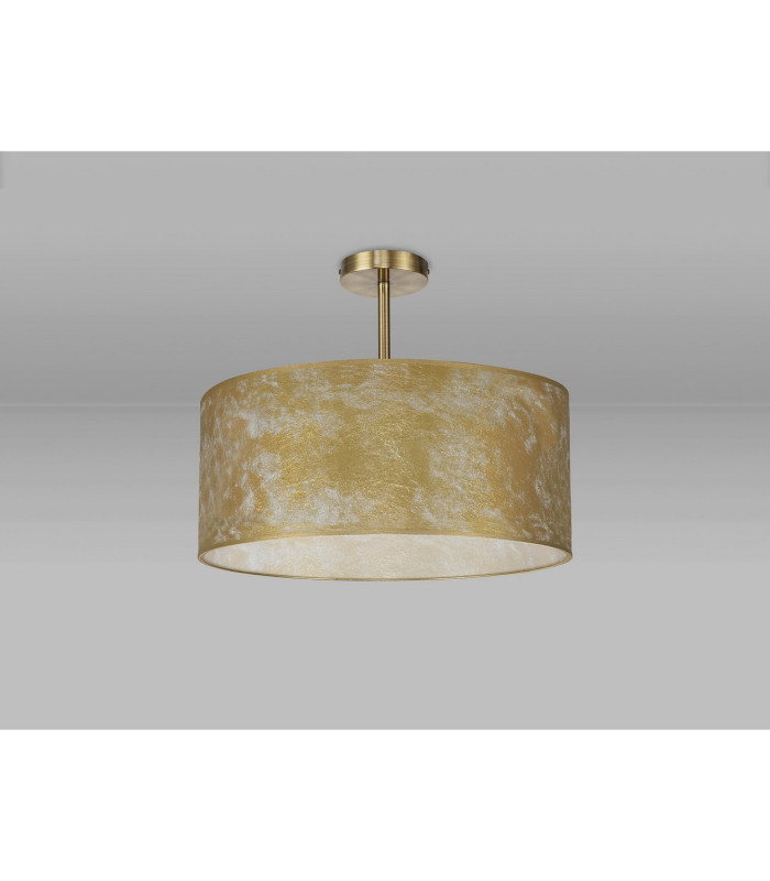 Baymont 40cm Antique Brass 5 Light E27 Semi Flush Fixture With 50cm x 20cm Gold Leaf Shade-11