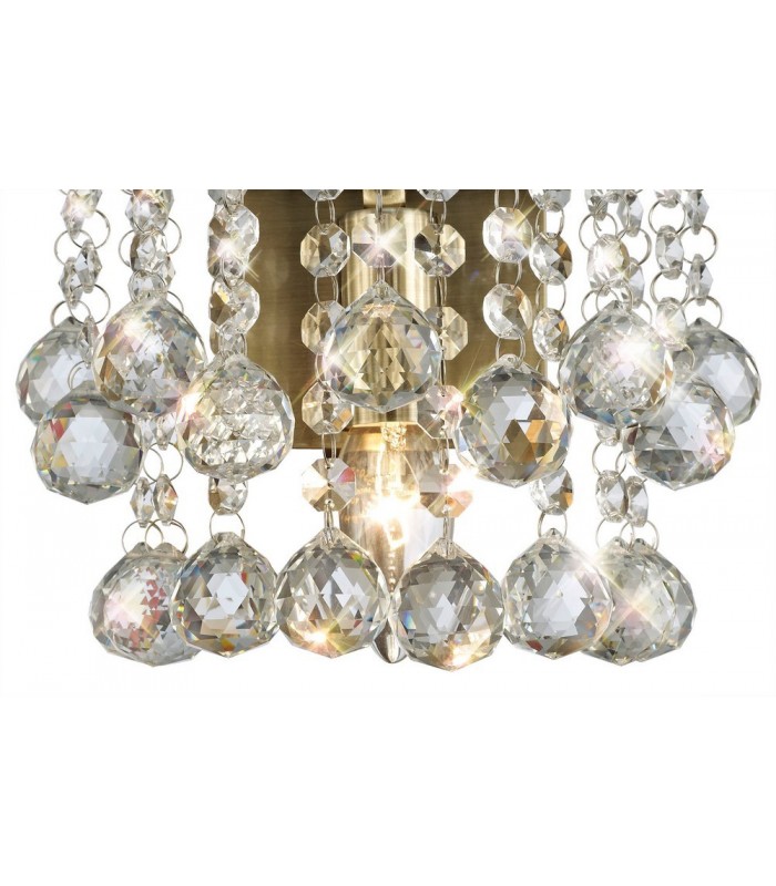 Wall Lamp 1 Light E14 Switched Antique Brass, Sphere Crystal - 6