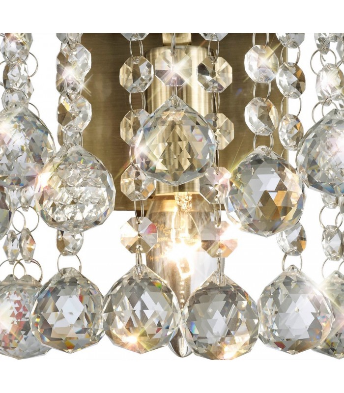 Wall Lamp 1 Light E14 Switched Antique Brass, Sphere Crystal - 8