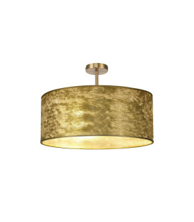 Baymont Antique Brass 5 Light E27 Semi Flush Fixture With 60cm x 22cm Gold Leaf Shade-1
