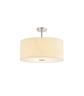 Baymont Polished Chrome 5 Light E27 Semi Flush Fixture With 60cm x 22cm Faux Silk Shade Ivory Pearl/White Laminate-1