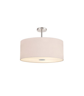 Baymont Polished Chrome 5 Light E27 Semi Flush Fixture With 60cm x 22cm Dual Faux Silk Shade Nude Beige/Moonlight-1
