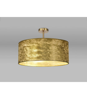 Baymont Antique Brass 5 Light E27 Semi Flush Fixture With 60cm x 22cm Gold Leaf Shade-2