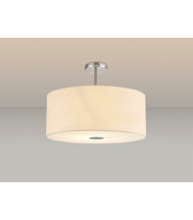 Baymont Polished Chrome 5 Light E27 Semi Flush Fixture With 60cm x 22cm Faux Silk Shade Ivory Pearl/White Laminate-2