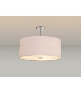Baymont Polished Chrome 5 Light E27 Semi Flush Fixture With 60cm x 22cm Dual Faux Silk Shade Nude Beige/Moonlight-2