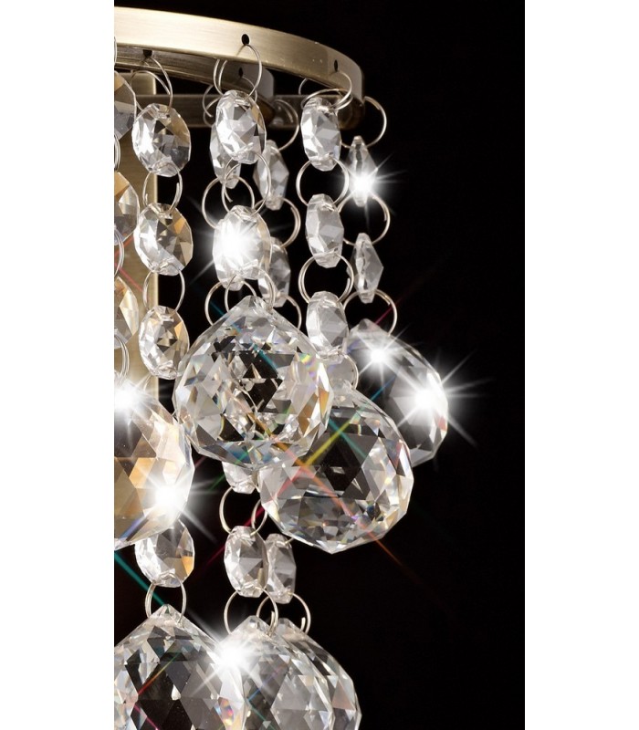 Wall Lamp 1 Light E14 Switched Antique Brass, Sphere Crystal - 9