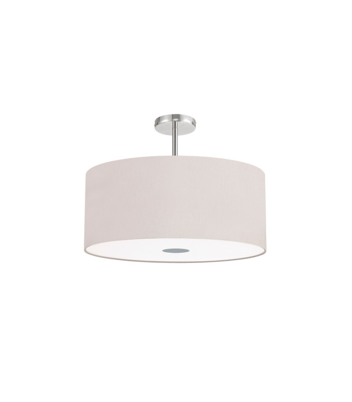 Baymont Polished Chrome 5 Light E27 Semi Flush Fixture With 60cm x 22cm Dual Faux Silk Shade Nude Beige/Moonlight-4