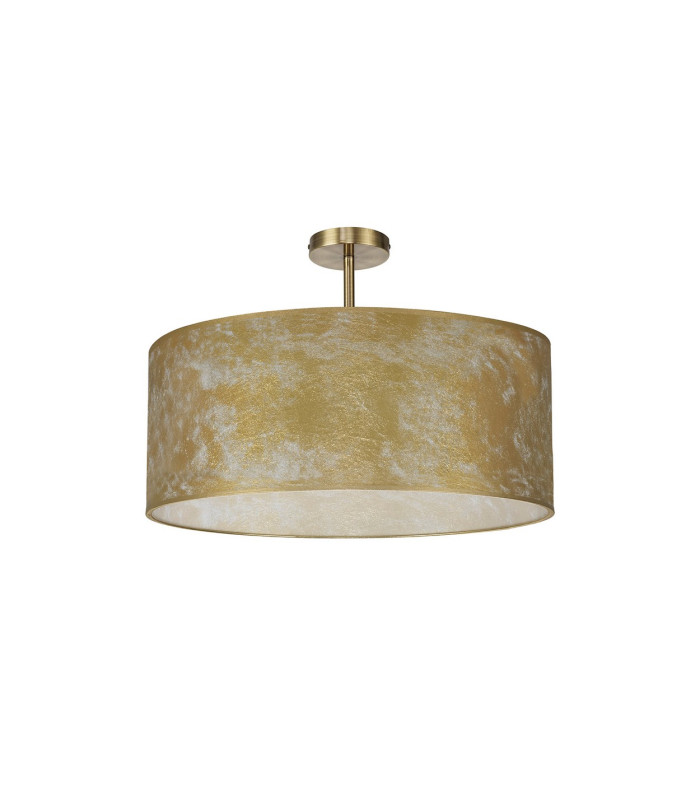 Baymont Antique Brass 5 Light E27 Semi Flush Fixture With 60cm x 22cm Gold Leaf Shade-4