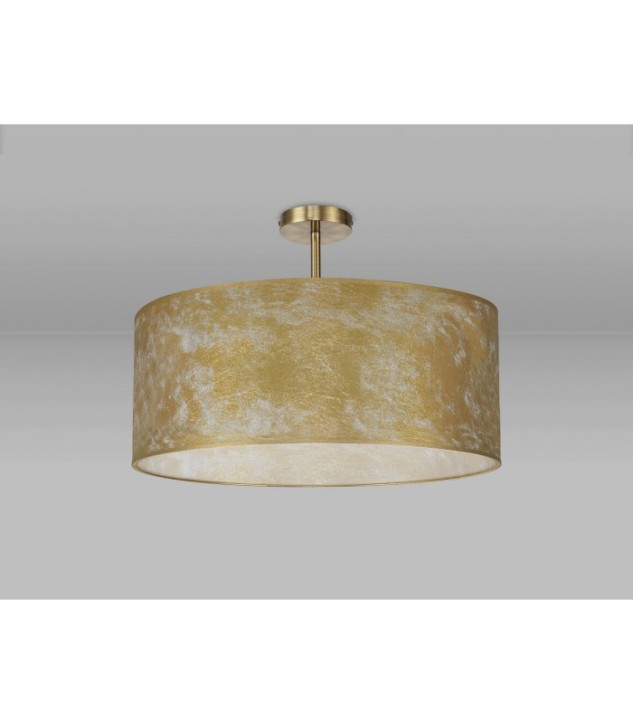 Baymont Antique Brass 5 Light E27 Semi Flush Fixture With 60cm x 22cm Gold Leaf Shade-11